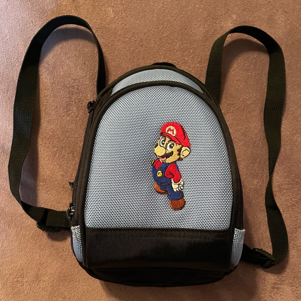 Nintendo DS Super Mario Kids Backpack - Black and Blue like new!